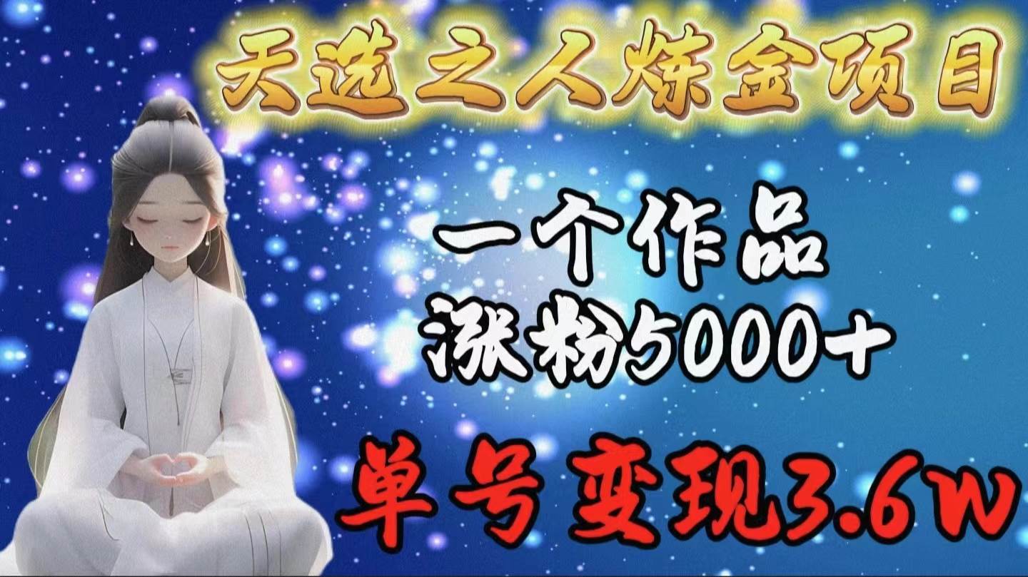 （9693期）天选之人炼金项目，一个作品涨粉5000+，单号变现3.6w网创吧-网创项目资源站-副业项目-创业项目-搞钱项目网创吧