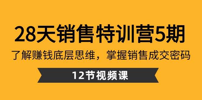 28天销售特训营5期：了解赚钱底层思维，掌握销售成交密码（12节课）网创吧-网创项目资源站-副业项目-创业项目-搞钱项目网创吧