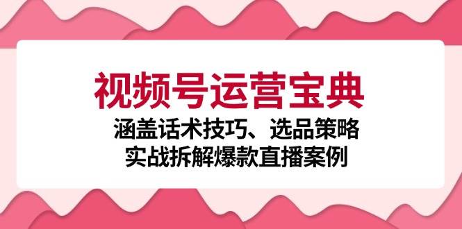 视频号运营宝典：涵盖话术技巧、选品策略、实战拆解爆款直播案例网创吧-网创项目资源站-副业项目-创业项目-搞钱项目网创吧