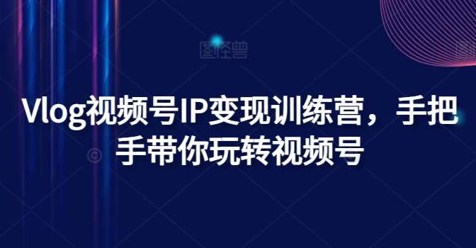 Vlog视频号IP变现训练营，手把手带你玩转视频号网创吧-网创项目资源站-副业项目-创业项目-搞钱项目网创吧