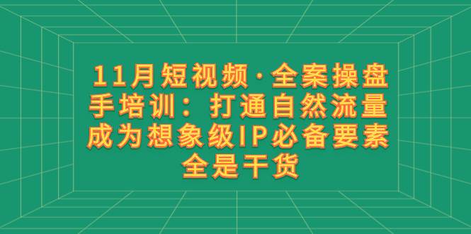 （8182期）11月短视频·全案操盘手培训：打通自然流量 成为想象级IP必备要素 全是干货网创吧-网创项目资源站-副业项目-创业项目-搞钱项目网创吧