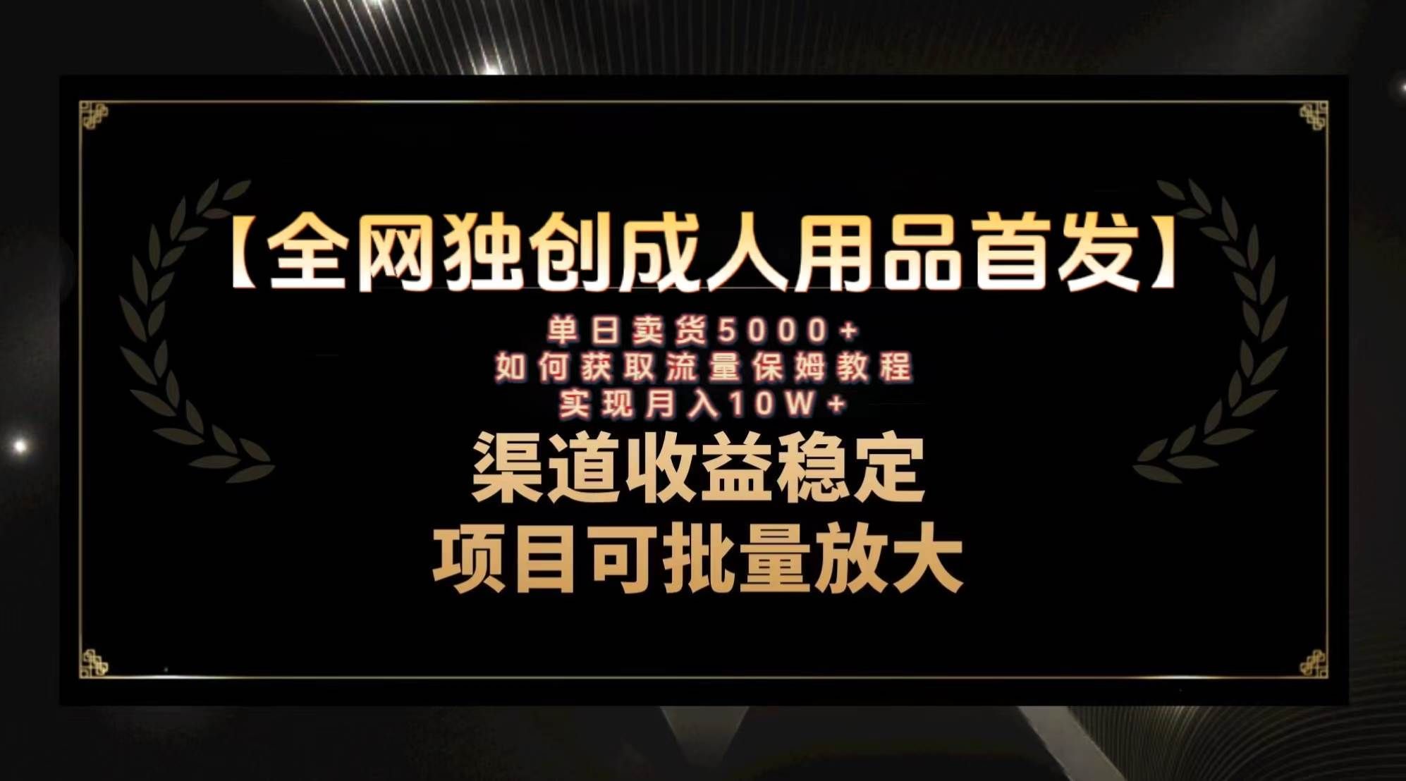 (8128期)最新全网独创首发,成人用品赛道引流获客,月入10w保姆级教程网创吧-网创项目资源站-副业项目-创业项目-搞钱项目网创吧