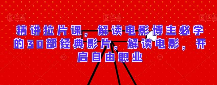 精讲拉片课，解读电影博主必学的30部经典影片，解读电影，开启自由职业网创吧-网创项目资源站-副业项目-创业项目-搞钱项目网创吧