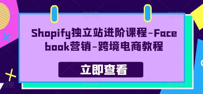 Shopify独立站进阶课程-Facebook营销-跨境电商教程网创吧-网创项目资源站-副业项目-创业项目-搞钱项目网创吧
