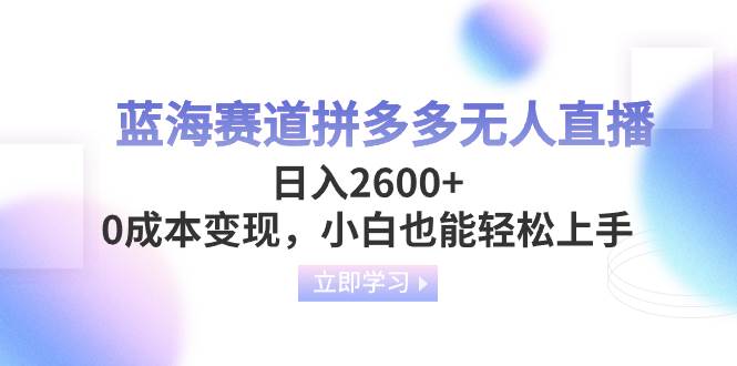 （8331期）蓝海赛道拼多多无人直播，日入2600+，0成本变现，小白也能轻松上手网创吧-网创项目资源站-副业项目-创业项目-搞钱项目网创吧