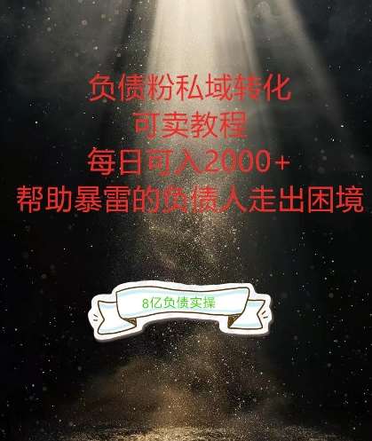 负债粉掘金计划，帮助负债者解决问题，债务规划，债务重组，最好的变现方式【揭秘】网创吧-网创项目资源站-副业项目-创业项目-搞钱项目网创吧