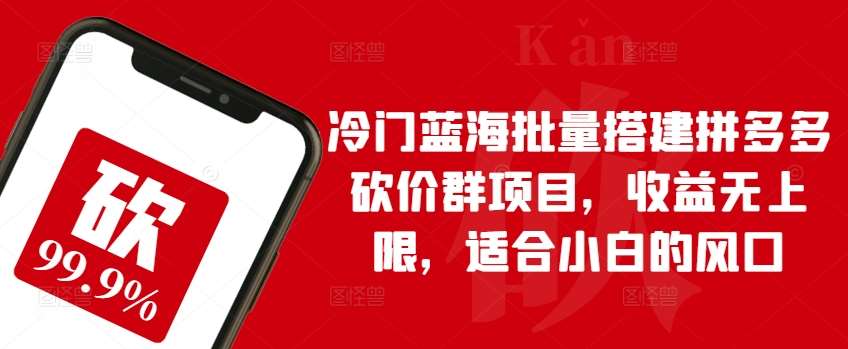 冷门蓝海批量搭建拼多多砍价群项目，收益无上限，适合小白的风口【揭秘】网创吧-网创项目资源站-副业项目-创业项目-搞钱项目网创吧