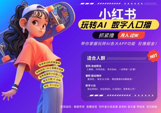 小红书数字人暴力起号，AI改写文案，再也不用费劲录口播，流量火爆月入破W轻松拿捏网创吧-网创项目资源站-副业项目-创业项目-搞钱项目网创吧