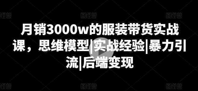 月销3000w的服装带货实战课，思维模型|实战经验|暴力引流|后端变现网创吧-网创项目资源站-副业项目-创业项目-搞钱项目网创吧