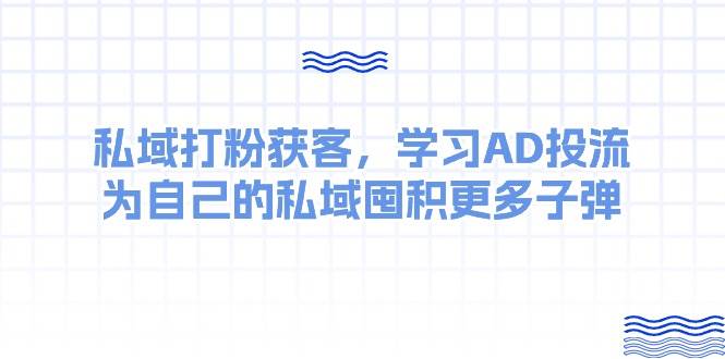 （10728期）某收费课：私域打粉获客，学习AD投流，为自己的私域囤积更多子弹网创吧-网创项目资源站-副业项目-创业项目-搞钱项目网创吧