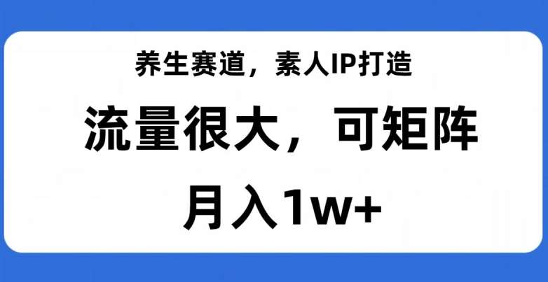 养生赛道，素人IP打造，流量很大，可矩阵，月入1w+【揭秘】网创吧-网创项目资源站-副业项目-创业项目-搞钱项目网创吧