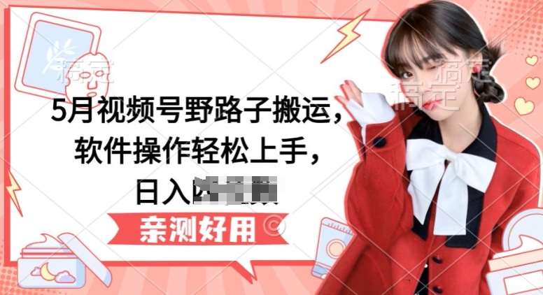 5月视频号野路子搬运,软件操作轻松上手,日入三位数【揭秘】网创吧-网创项目资源站-副业项目-创业项目-搞钱项目网创吧