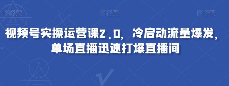视频号实操运营课2.0,冷启动流量爆发,单场直播迅速打爆直播间网创吧-网创项目资源站-副业项目-创业项目-搞钱项目网创吧