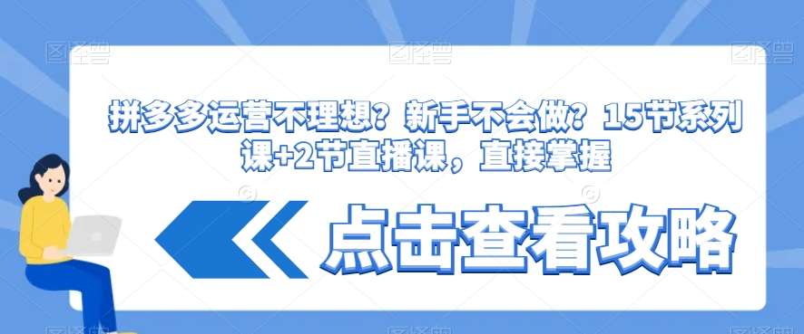 拼多多运营不理想？新手不会做？​15节系列课+2节直播课，直接掌握网创吧-网创项目资源站-副业项目-创业项目-搞钱项目网创吧