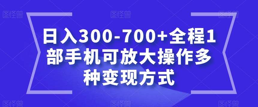 日入300-700+全程1部手机可放大操作多种变现方式【揭秘】网创吧-网创项目资源站-副业项目-创业项目-搞钱项目网创吧