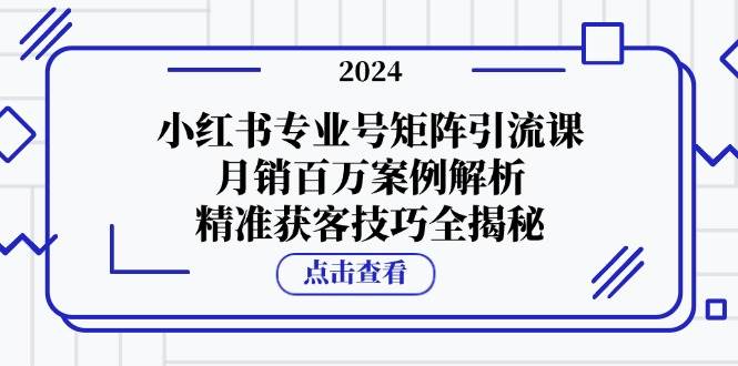 小红书专业号矩阵引流课，月销百万案例解析，精准获客技巧全揭秘网创吧-网创项目资源站-副业项目-创业项目-搞钱项目网创吧