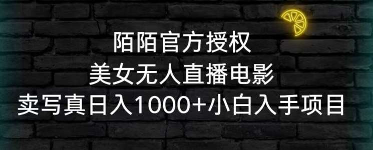 陌陌官方授权美女无人直播电影，卖写真日入1000+小白入手项目【揭秘】网创吧-网创项目资源站-副业项目-创业项目-搞钱项目网创吧