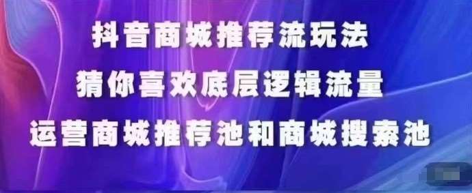 抖音商城运营课程，猜你喜欢入池商城搜索商城推荐人群标签覆盖网创吧-网创项目资源站-副业项目-创业项目-搞钱项目网创吧