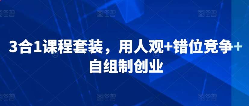 3合1课程套装，​用人观+错位竞争+自组制创业网创吧-网创项目资源站-副业项目-创业项目-搞钱项目网创吧