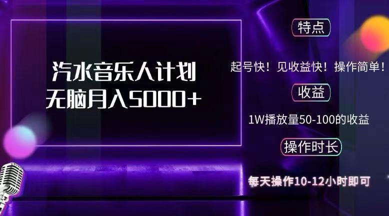 （12429期）抖音汽水音乐人计划无脑月入5000+网创吧-网创项目资源站-副业项目-创业项目-搞钱项目网创吧