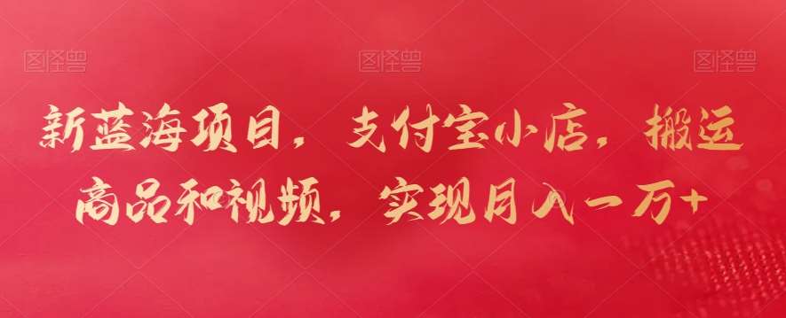 新蓝海项目，支付宝小店，搬运商品和视频，实现月入一万+【揭秘】网创吧-网创项目资源站-副业项目-创业项目-搞钱项目网创吧