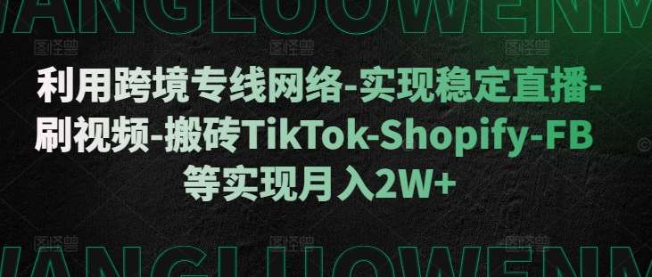 利用跨境专线网络-实现稳定直播-刷视频-搬砖TikTok-Shopify-FB等实现月入2W+【揭秘】网创吧-网创项目资源站-副业项目-创业项目-搞钱项目网创吧