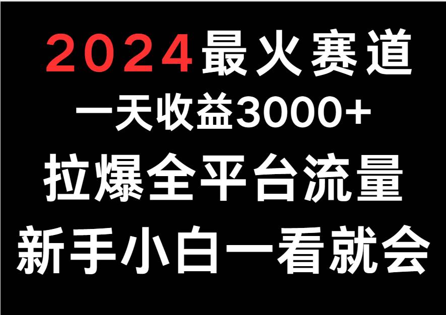 2024最火赛道，一天收一3000+.拉爆全平台流量，新手小白一看就会网创吧-网创项目资源站-副业项目-创业项目-搞钱项目网创吧