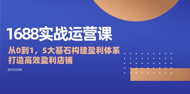 （12482期）1688实战运营课：从0到1，5大基石构建盈利体系，打造高效盈利店铺网创吧-网创项目资源站-副业项目-创业项目-搞钱项目网创吧