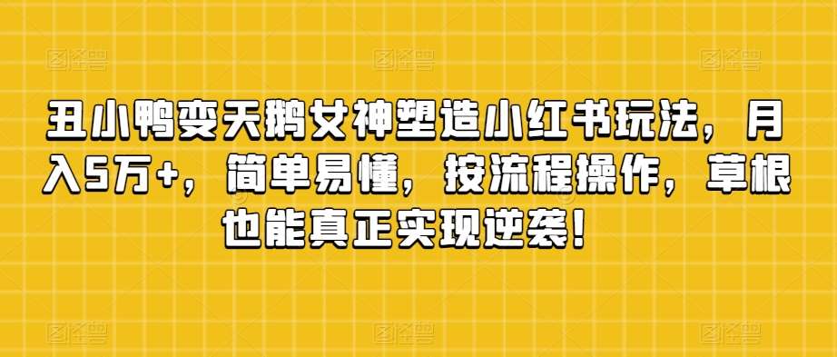 丑小鸭变天鹅女神塑造小红书玩法,月入5万+,简单易懂,按流程操作,草根也能真正实现逆袭!网创吧-网创项目资源站-副业项目-创业项目-搞钱项目网创吧