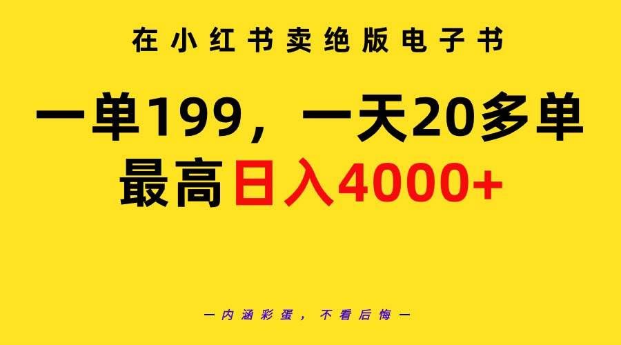 （9401期）在小红书卖绝版电子书，一单199 一天最多搞20多单，最高日入4000+教程+资料网创吧-网创项目资源站-副业项目-创业项目-搞钱项目网创吧