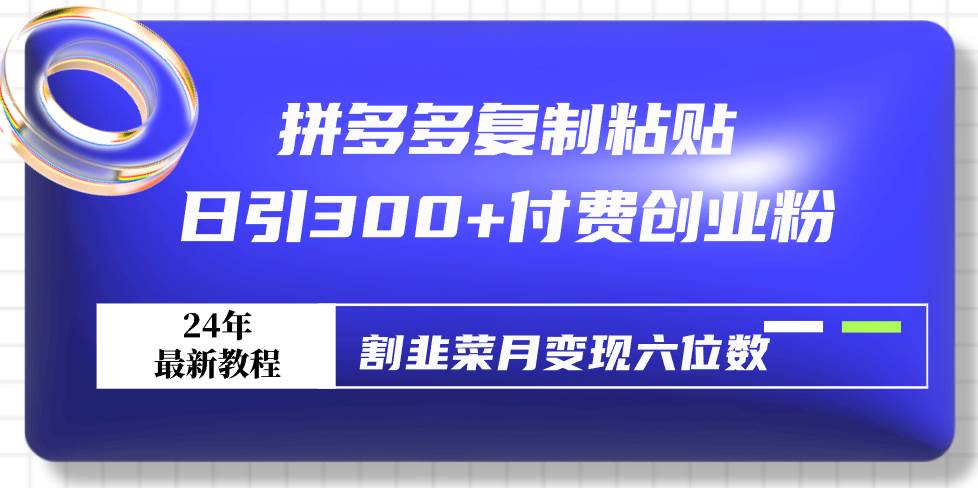 （9129期）拼多多复制粘贴日引300+付费创业粉，割韭菜月变现六位数最新教程！网创吧-网创项目资源站-副业项目-创业项目-搞钱项目网创吧