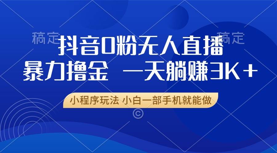 （13449期）抖音0粉无人直播暴力掘金，一天躺赚3K+，小白一部手机就能做网创吧-网创项目资源站-副业项目-创业项目-搞钱项目网创吧