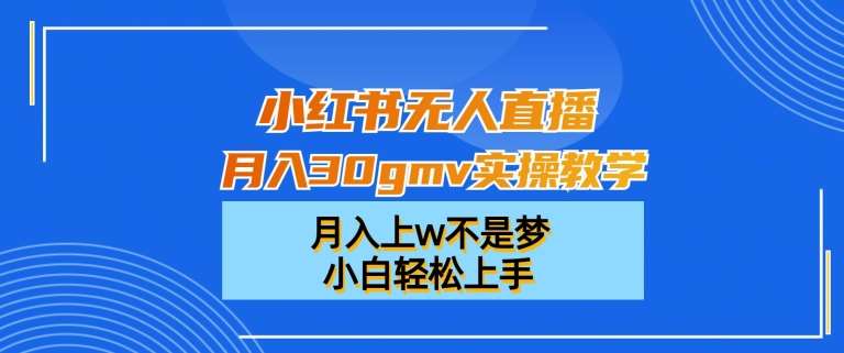 小红书无人直播月入30gmv实操教学,月入上w不是梦,小白轻松上手【揭秘】网创吧-网创项目资源站-副业项目-创业项目-搞钱项目网创吧