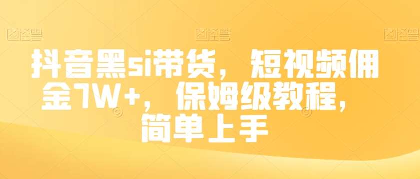 抖音黑si带货，短视频佣金7W+，保姆级教程，简单上手【揭秘】网创吧-网创项目资源站-副业项目-创业项目-搞钱项目网创吧