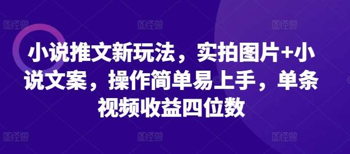 小说推文新玩法，实拍图片+小说文案，操作简单易上手，单条视频收益四位数网创吧-网创项目资源站-副业项目-创业项目-搞钱项目网创吧