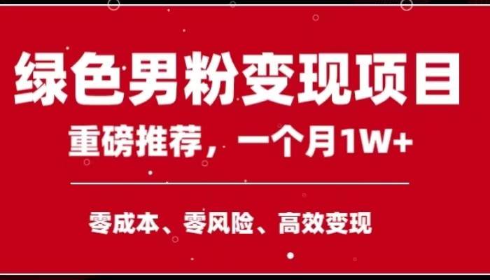 手机操作，月入1W以上副业领袖绿色男粉高客单价项目网创吧-网创项目资源站-副业项目-创业项目-搞钱项目网创吧