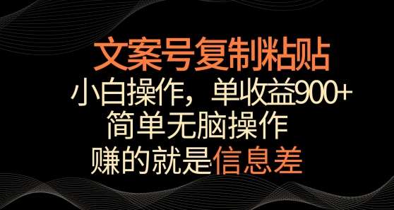 文案号掘金，简单复制粘贴，小白操作，单作品收益900+【揭秘】网创吧-网创项目资源站-副业项目-创业项目-搞钱项目网创吧