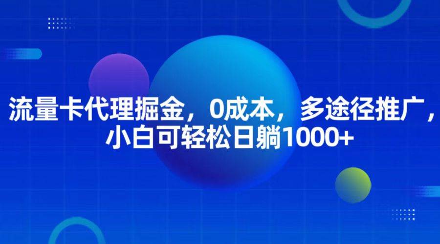 流量卡代理掘金，0成本，多途径推广，小白可轻松日躺1000+网创吧-网创项目资源站-副业项目-创业项目-搞钱项目网创吧