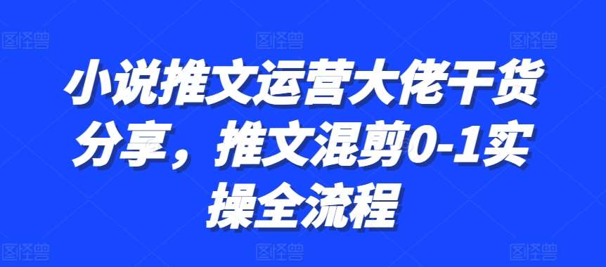 小说推文运营大佬干货分享，推文混剪0-1实操全流程网创吧-网创项目资源站-副业项目-创业项目-搞钱项目网创吧