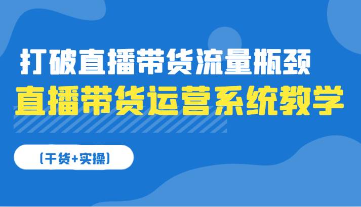 直播带货运营系统教学，打破直播带货流量瓶颈（干货+实操）网创吧-网创项目资源站-副业项目-创业项目-搞钱项目网创吧