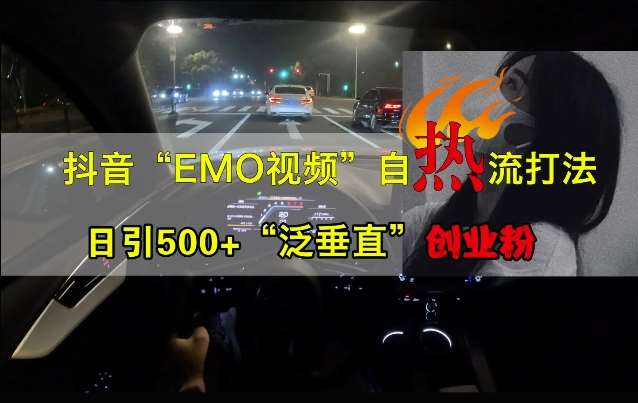 抖音EMO视频自热打法，日引500+“泛垂直”创业粉网创吧-网创项目资源站-副业项目-创业项目-搞钱项目网创吧