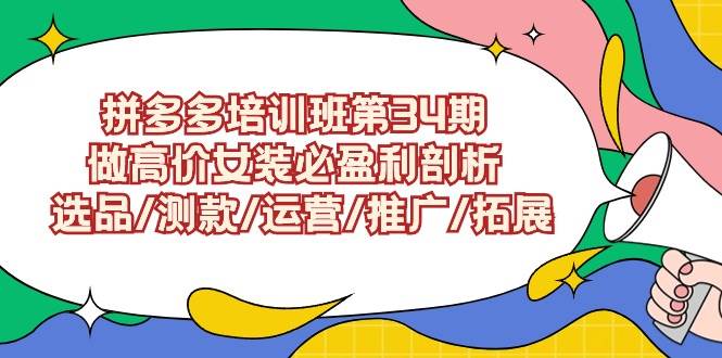 （9333期）拼多多培训班第34期：做高价女装必盈利剖析  选品/测款/运营/推广/拓展网创吧-网创项目资源站-副业项目-创业项目-搞钱项目网创吧