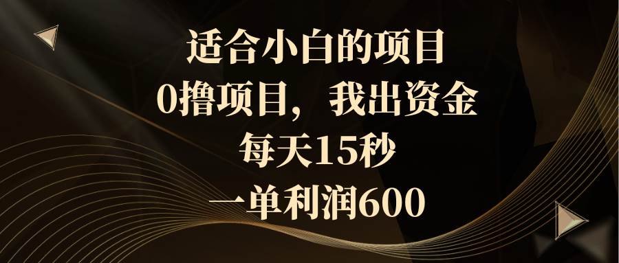 （8571期）适合小白的项目，0撸项目，我出资金，每天15秒，一单利润600网创吧-网创项目资源站-副业项目-创业项目-搞钱项目网创吧