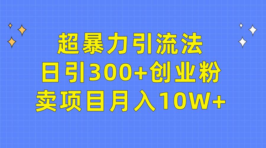 （9954期）超暴力引流法，日引300+创业粉，卖项目月入10W+网创吧-网创项目资源站-副业项目-创业项目-搞钱项目网创吧
