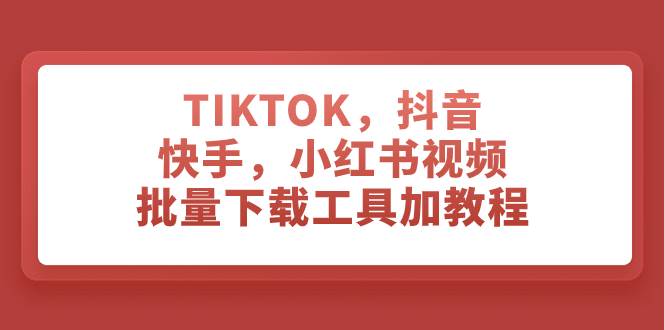 （7714期）TIKTOK，抖音，快手，小红书视频批量下载工具加教程网创吧-网创项目资源站-副业项目-创业项目-搞钱项目网创吧
