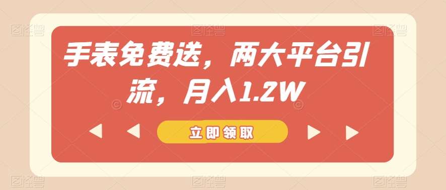 手表免费送，两大平台引流，月入1.2W【揭秘】网创吧-网创项目资源站-副业项目-创业项目-搞钱项目网创吧