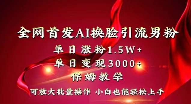 全网首发Ai换脸引流男粉，单日涨粉1.5w+，单日变现3000+，小白也能轻松上手拿结果【揭秘】网创吧-网创项目资源站-副业项目-创业项目-搞钱项目网创吧