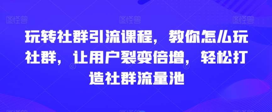 玩转社群引流课程，教你怎么玩社群，让用户裂变倍增，轻松打造社群流量池网创吧-网创项目资源站-副业项目-创业项目-搞钱项目网创吧