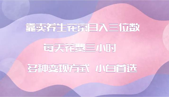 靠卖养生花茶日入三位数，每天花费三小时 多种变现方式 小白首选网创吧-网创项目资源站-副业项目-创业项目-搞钱项目网创吧