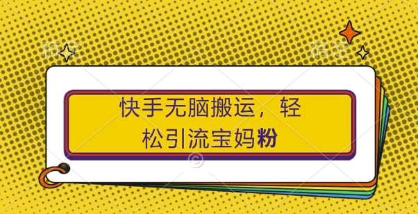 快手无脑搬运，轻松引流宝妈粉，纯小白轻松上手【揭秘】网创吧-网创项目资源站-副业项目-创业项目-搞钱项目网创吧